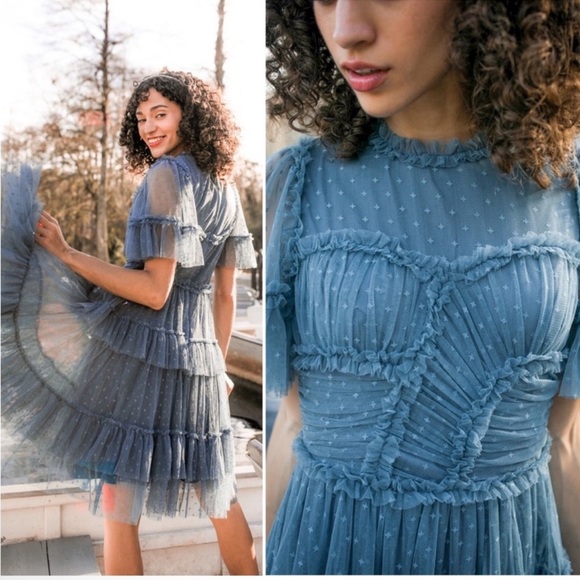 IVY CITY CO WHIMSICAL DRESS IN BLUE SHORT SIZE MEDIUM - Picture 2 of 9